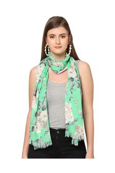 Green Sequins Floral printed Scarf