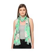 Green Sequins Floral printed Scarf