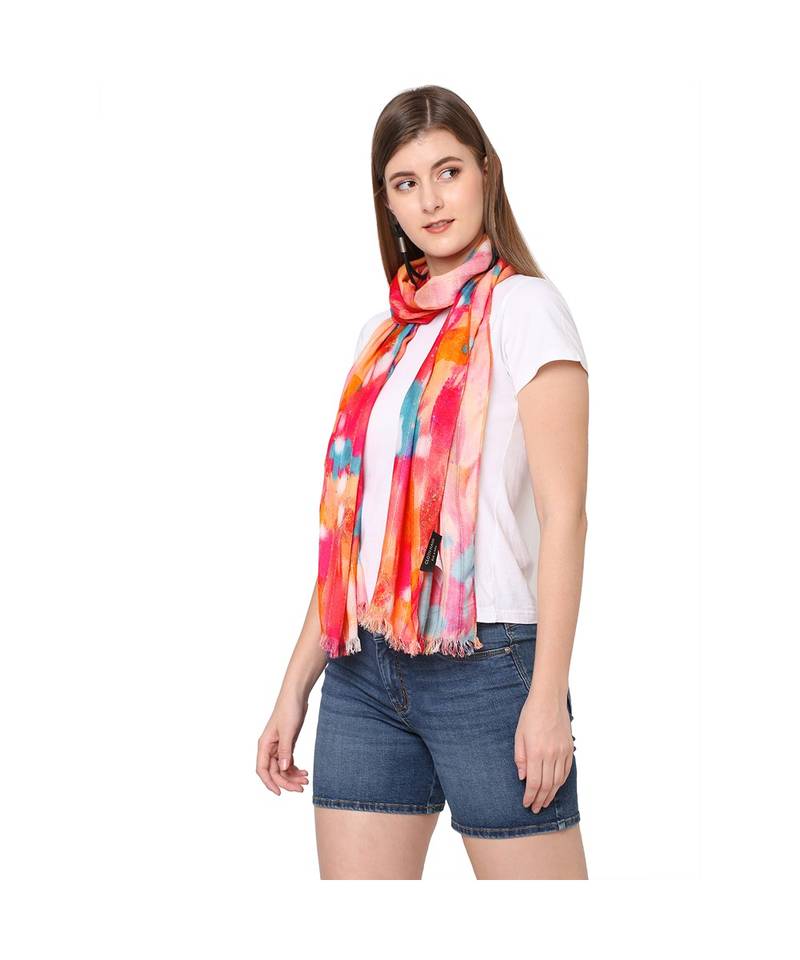 Orange Sequins printed Scarf