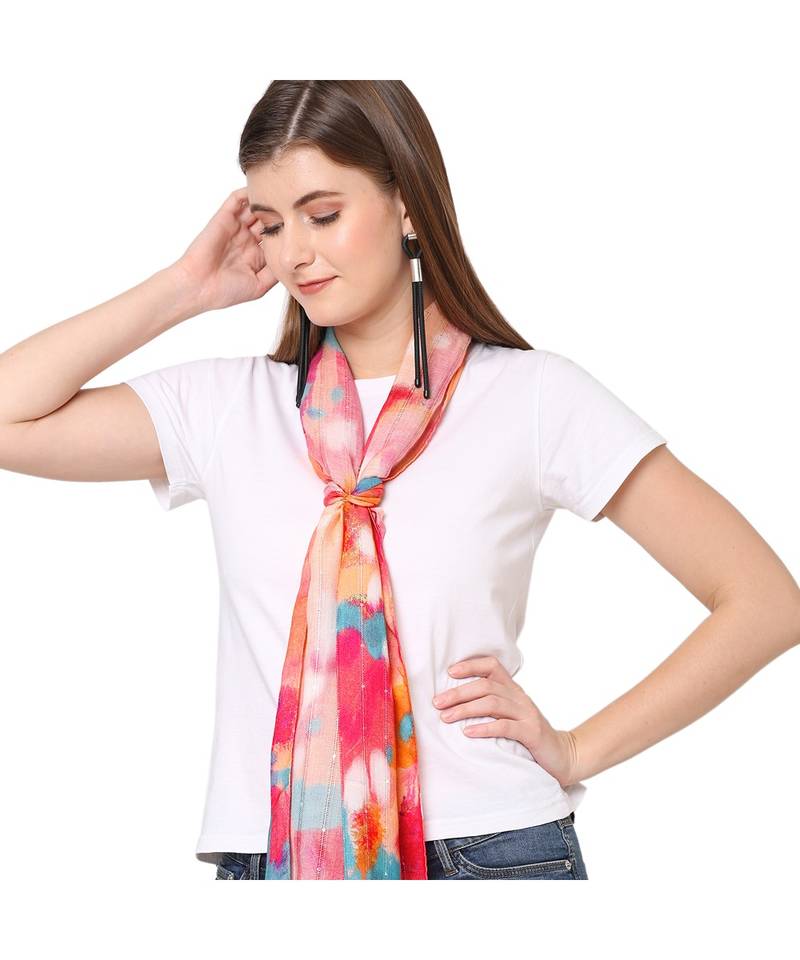 Orange Sequins printed Scarf