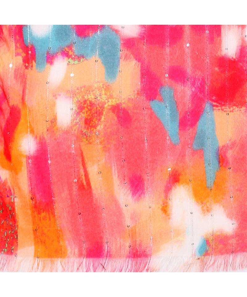 Orange Sequins printed Scarf