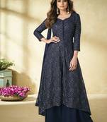 Dark-teal embroidered faux georgette salwar