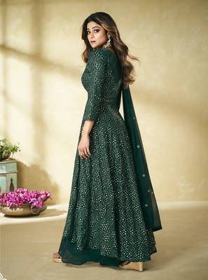 Green embroidered faux georgette salwar 2