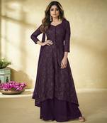 Purple embroidered faux georgette salwar