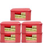 Polka Dots 5 Piece Cotton 3 Layered Quilted Saree CoverRED