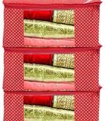 Polka Dots 3 Piece Cotton 3 Layered Quilted Saree CoverRED