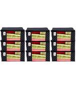 Saree Cover Black Polka Dot Non Woven Fabric Saree Bag Organizer For Wardrobe Transparent (Black) Pack Of 9
