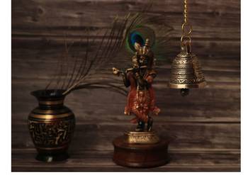 ROLIMOLI Brass Hanging Puja Bell With Chain For Mandir Home Decor Pooja Ghanti Gold Color 2