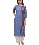 Violet printed cotton long-kurtis