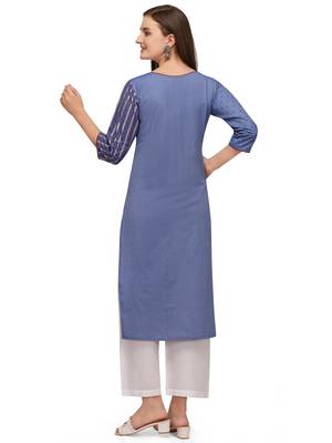 Violet printed cotton long-kurtis 2