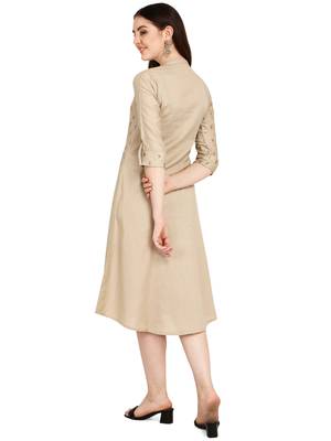 Cream printed cotton long-kurtis 2