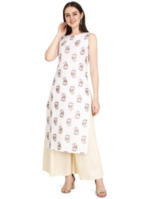 White printed cotton long-kurtis 4