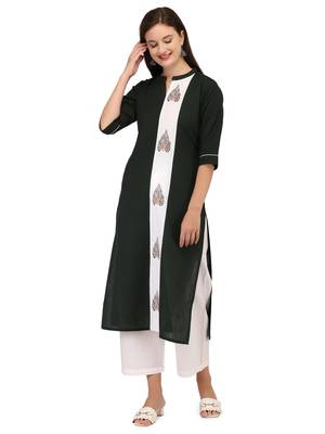 Black printed cotton long-kurtis 1
