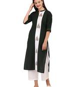 Black printed cotton long-kurtis