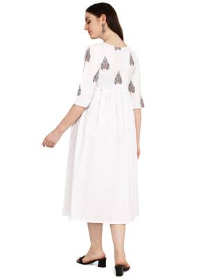 White printed cotton long-kurtis 3
