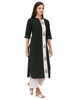 Black printed cotton long-kurtis 2
