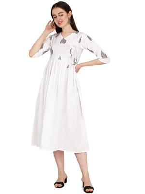 White printed cotton long-kurtis 4