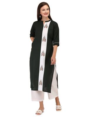 Black printed cotton long-kurtis 3