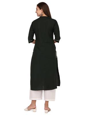 Black printed cotton long-kurtis 4