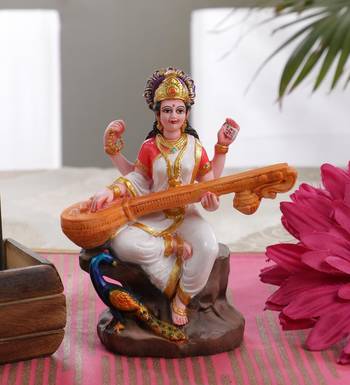 Gallery99 Handpainted Goddess Mata Saraswati Idol for home dcor(3.5x2.5x7) 1