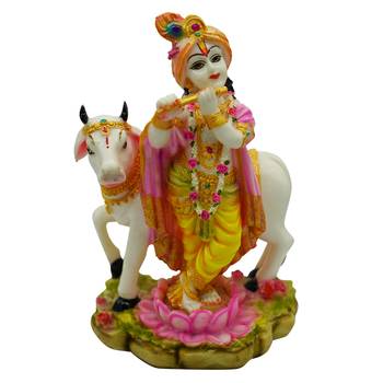 Lord Krishna Idol with Nandi God Figurines (6x4.5x10) 1