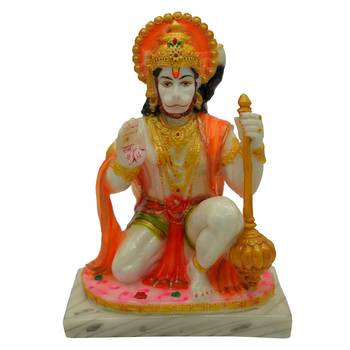 Gallery99 Multi Hand painted  Lord Hanuman giving blessing Idol For Home Decoration (6.3x3.3x8.5) 1