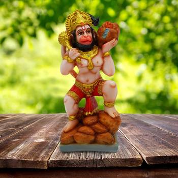 Gallery99 Brown Hand painted  Lord Hanuman caring mountain Idol For Home Decoration 1