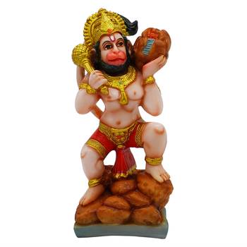 Gallery99 Brown Hand painted  Lord Hanuman caring mountain Idol For Home Decoration 2