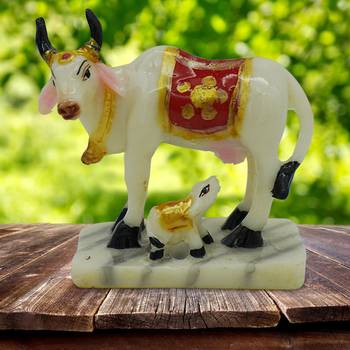 Gallery99 Handpainted Atut Nandi Idol with Their Puppies For Home Decoration (2.5x1.5x2.5) 1