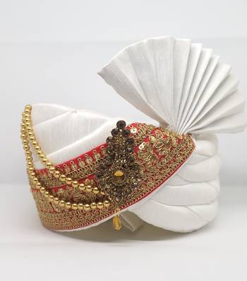 White Groom Wedding Safa Turban 1