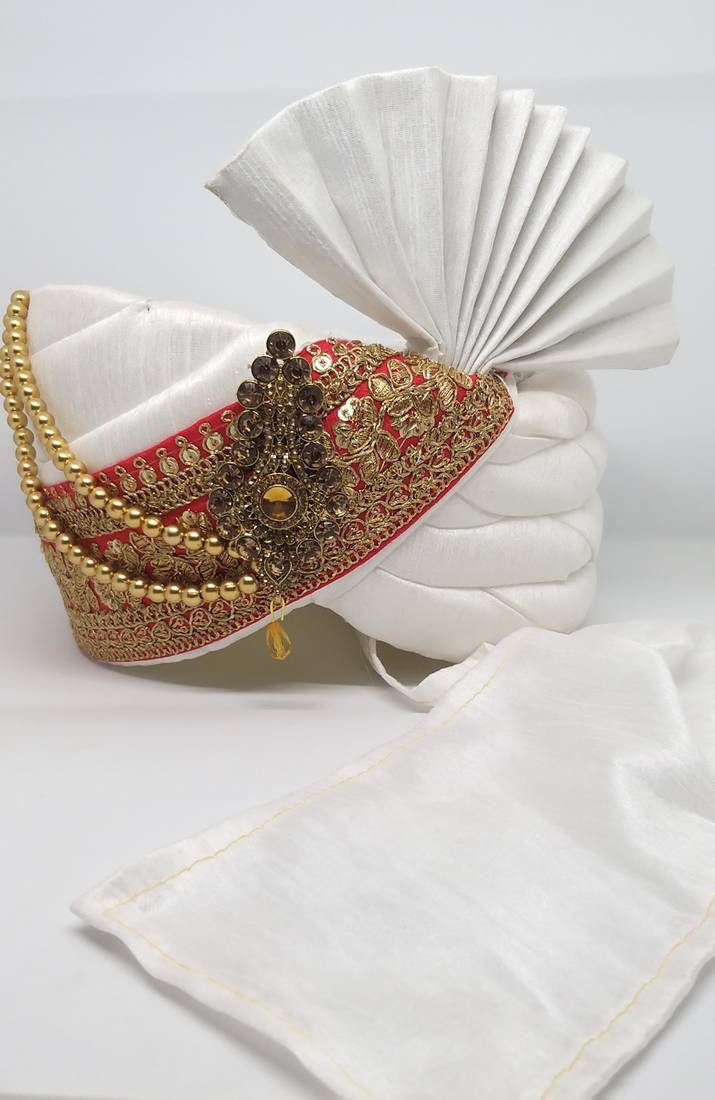 White Groom Wedding Safa Turban
