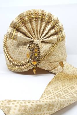 Traditional Cream Wedding Safa Turban 2