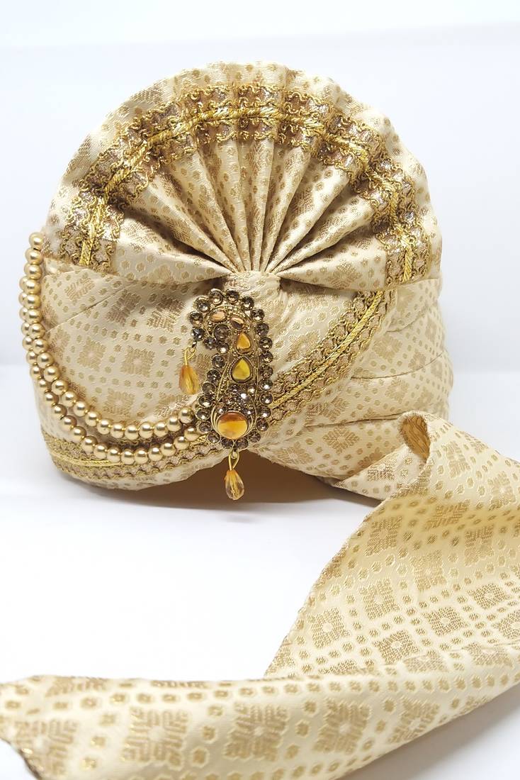 Traditional Cream Wedding Safa Turban