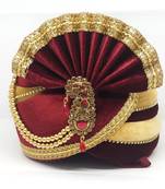 Maroon And Dark Beige Groom Safa Turban