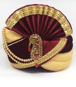 Maroon And Beige Groom Safa Turban