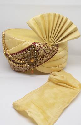 Cream Wedding Safa Turban 2