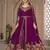 Purple Color Front Slit Style Embroidered Faux georgette Anarkali Pants Salwar Suit