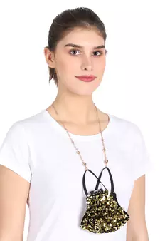 3-Ply Reusable Sculpted Sequin Fashion Mask With Lanyard Chain
