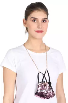 3-Ply Reusable Sculpted Sequin Fashion Mask With Lanyard Chain