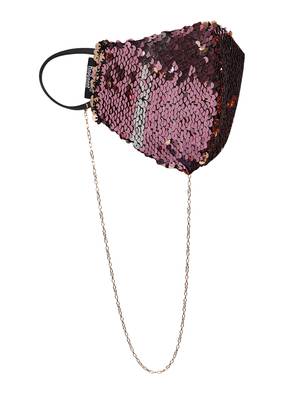 3-Ply Reusable Sculpted Sequin Fashion Mask With Lanyard Chain 5