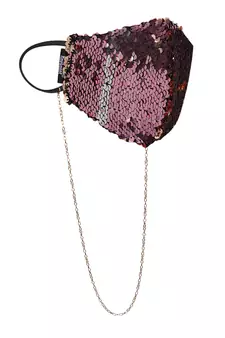 3-Ply Reusable Sculpted Sequin Fashion Mask With Lanyard Chain