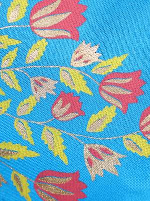 3-Ply Reusable Rayon Blue & Multi Floral Leaf Block Painted Poly Cotton Fabric Fashion Mask 6