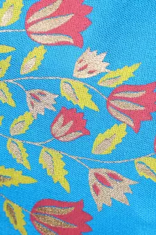 3-Ply Reusable Rayon Blue & Multi Floral Leaf Block Painted Poly Cotton Fabric Fashion Mask