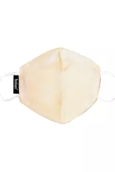 3-Ply Cream & Gold Embellished Art Silk Fabric Fashion Mask