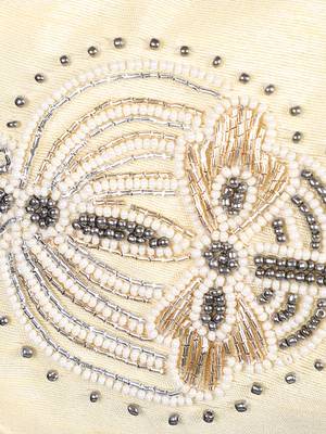 3-Ply Cream & Gold Embellished Art Silk Fabric Fashion Mask 6