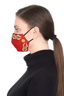 3-Ply Red Yellow & Gold Abstract Embroiderd Poly Cotton Fabric Fashion Mask