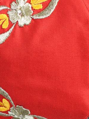 3-Ply Red Yellow & Gold Abstract Embroiderd Poly Cotton Fabric Fashion Mask 6