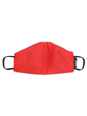 3-Ply Red & Gold Art Silk Embellished Fabric Fashion Mask 5