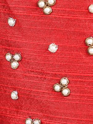 3-Ply Red & Gold Art Silk Embellished Fabric Fashion Mask 6