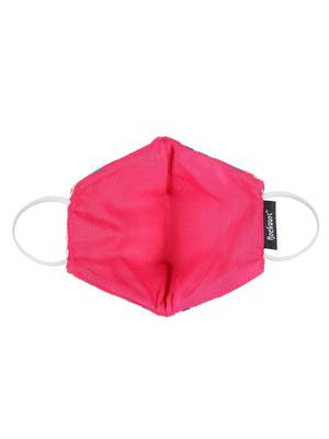 3-Ply Pink & Multi Cotton Jacquard Fabric Fashion Mask With Mobile Sling 5